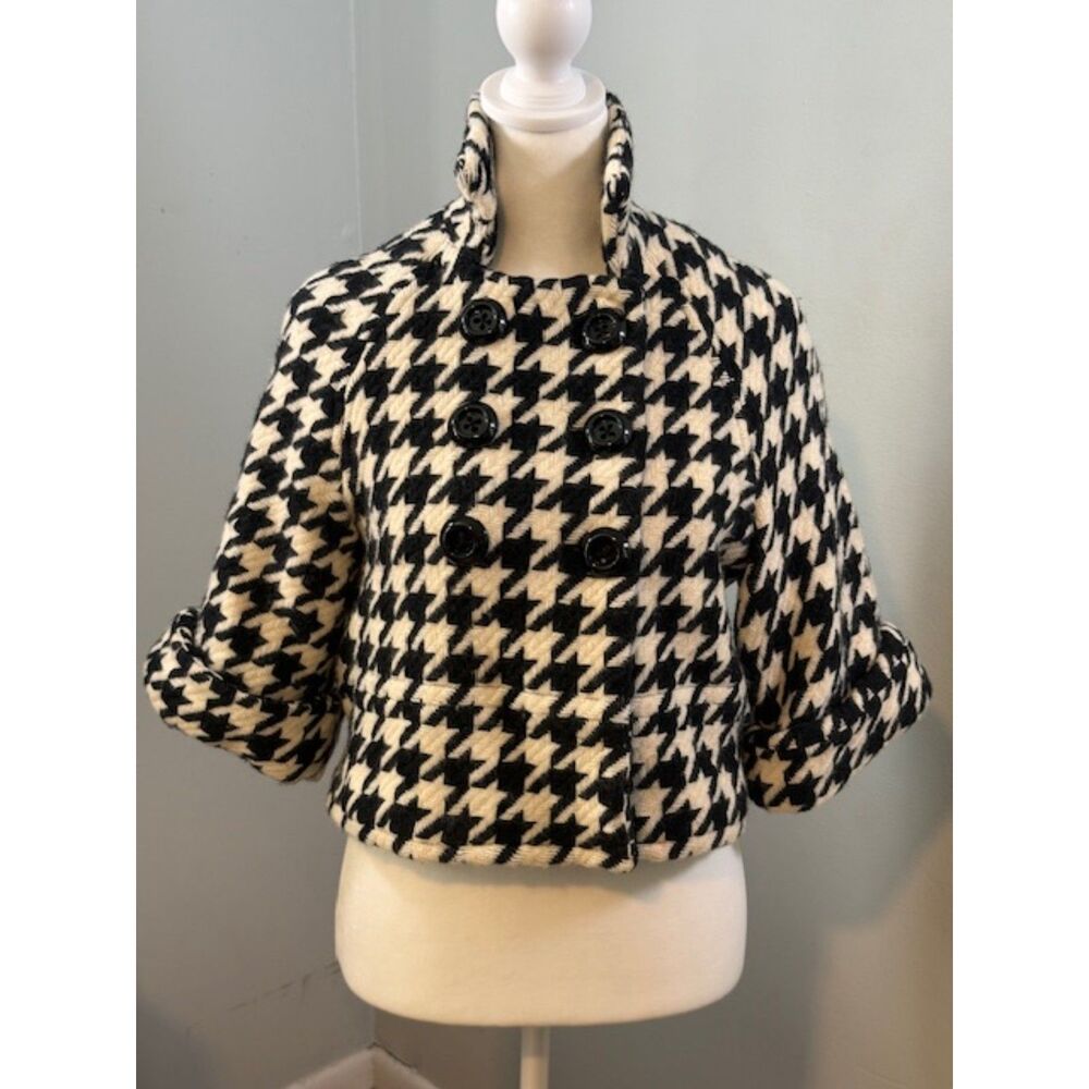 Lord & Taylor Houndstooth Wool Bolero‎ Jacket S Dark Academia
